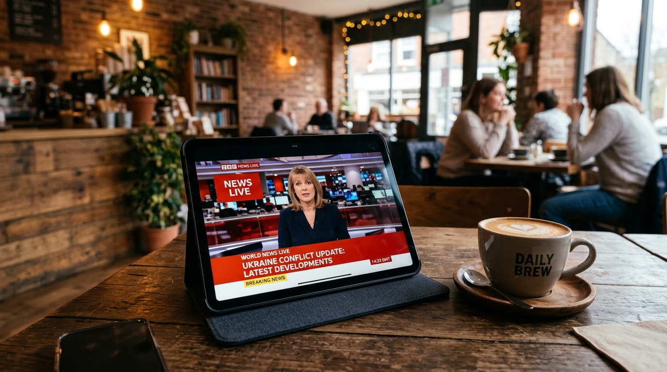 Tablette affichant l'IPTV dans un café